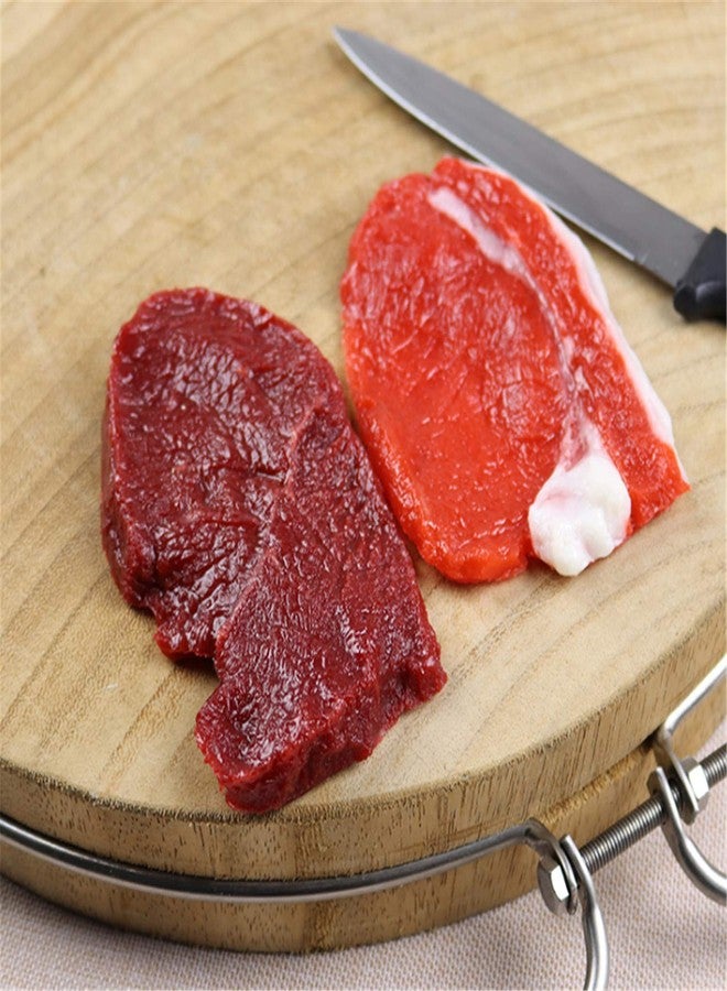 Skyseen 2Pcs Real Looking Handcrafted Fake Meat - Artificial Pork Steak Raw Beef for Display Prop - Image 2